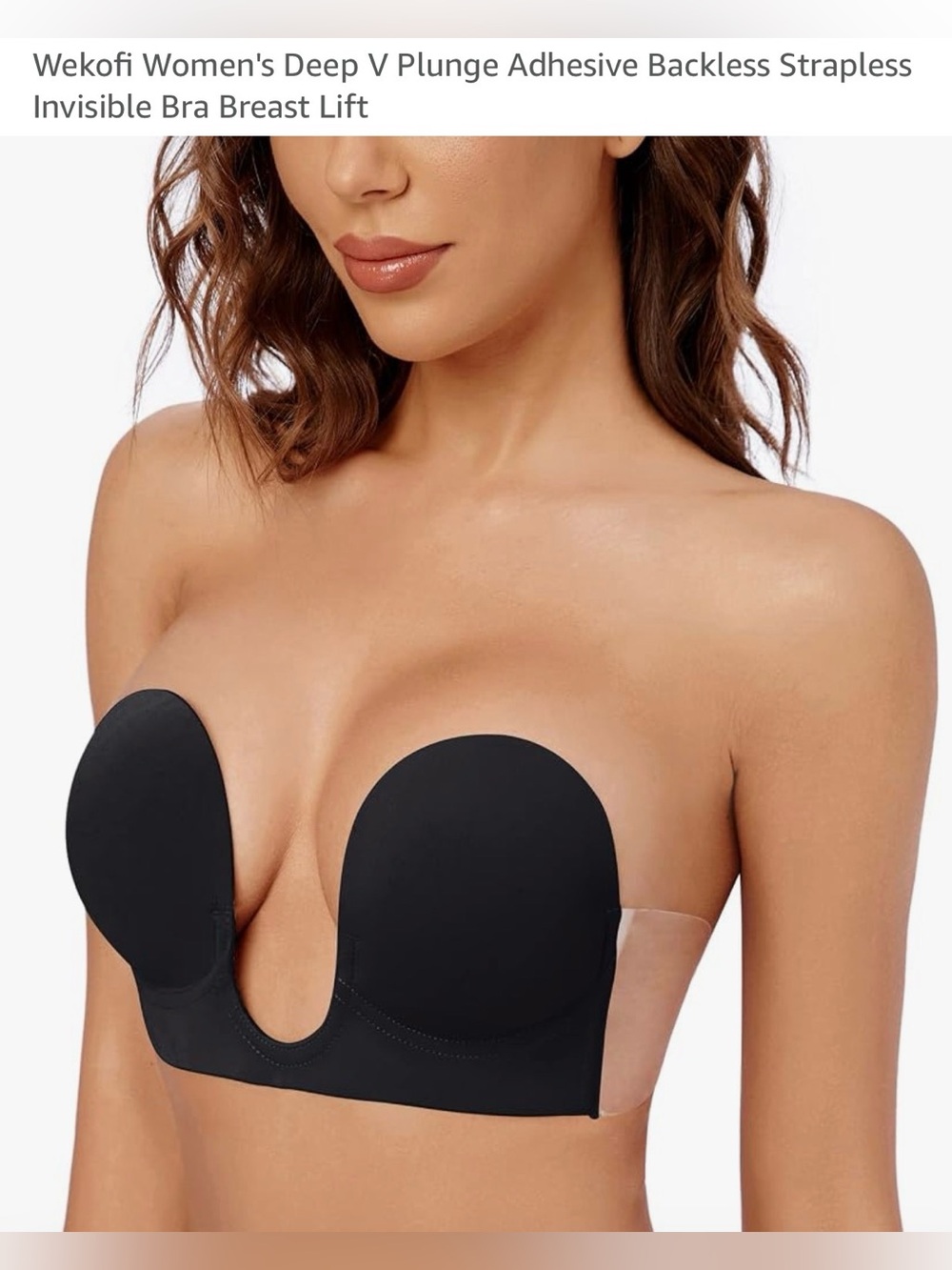 Deep V Plunge Adhesive Strapless Bra - Black